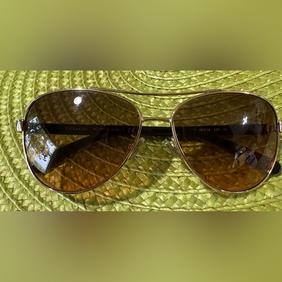 Coach Gold Aviator Sunglasses - Picture 1 of 4